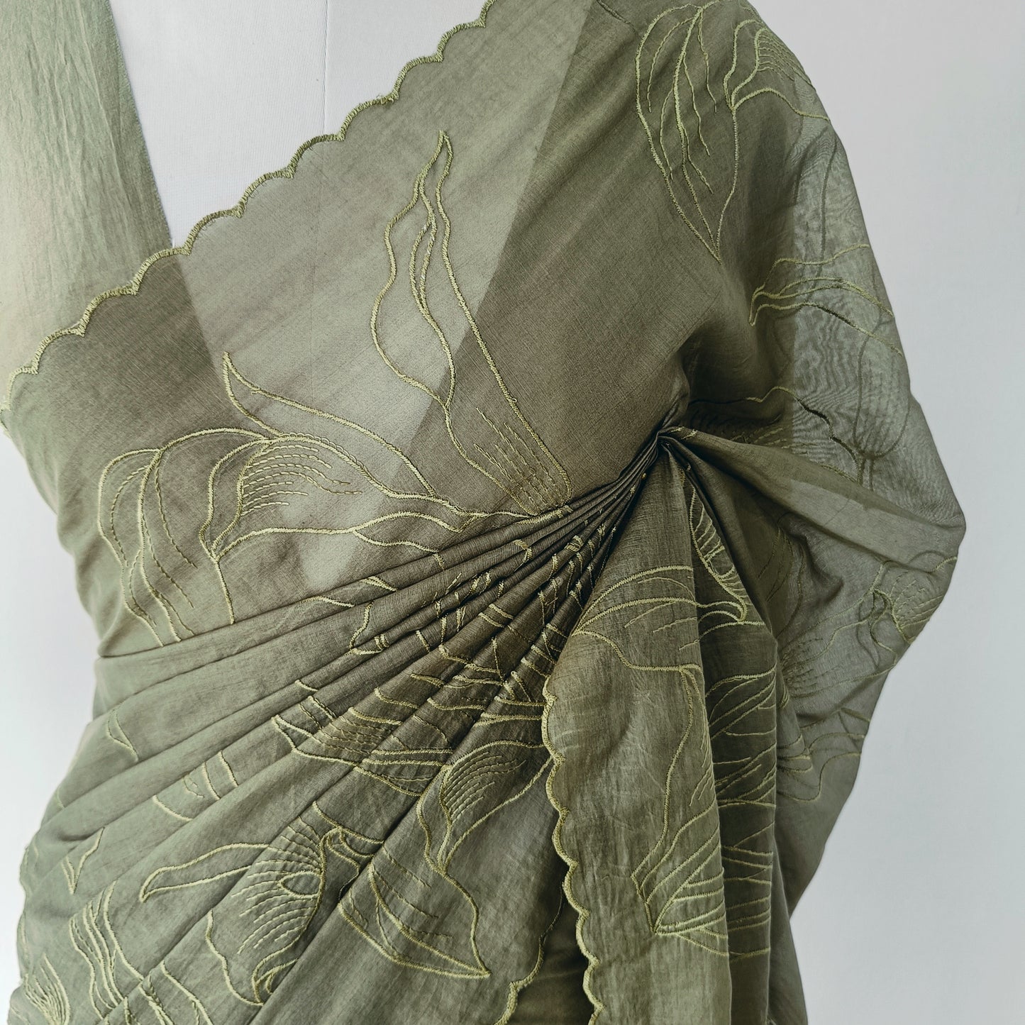 Mul Chanderi Embroidery Saree