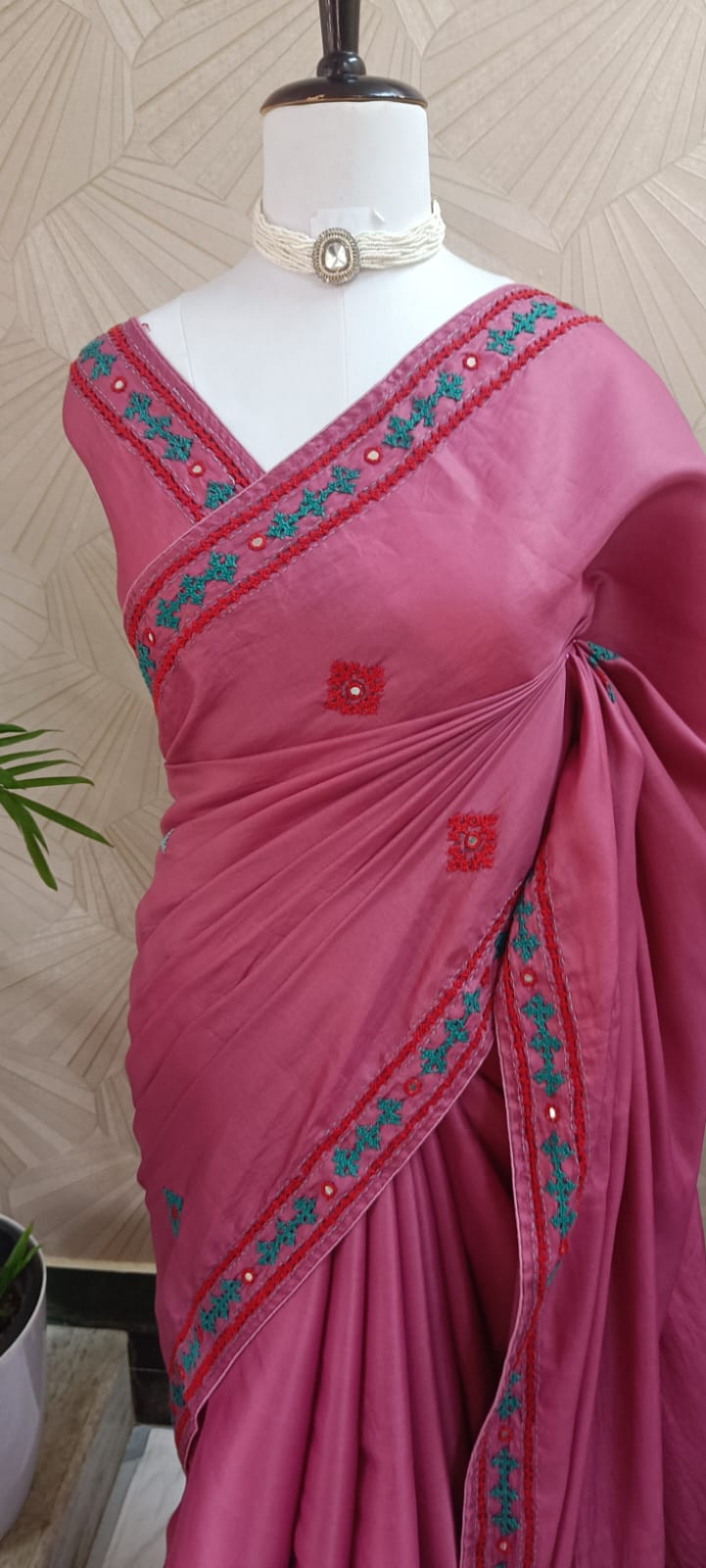 Semi Tussar Kutch work Saree