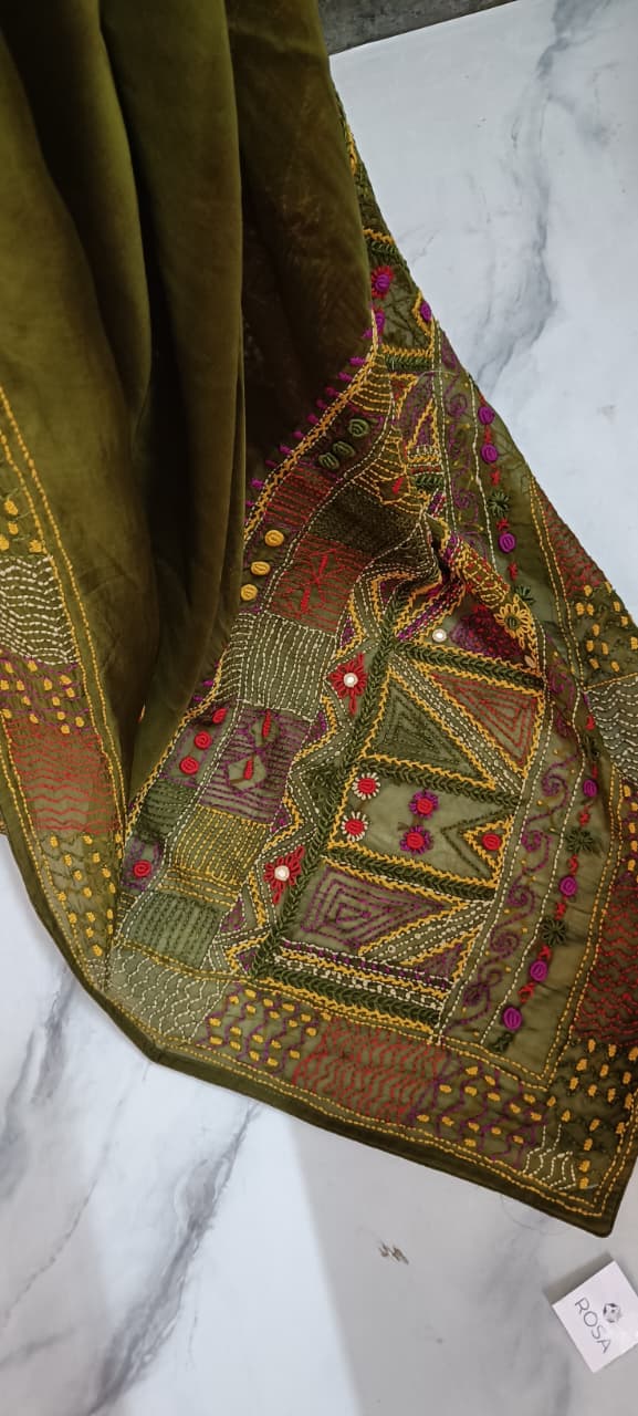 Semi Organza Hand Embroidered Saree