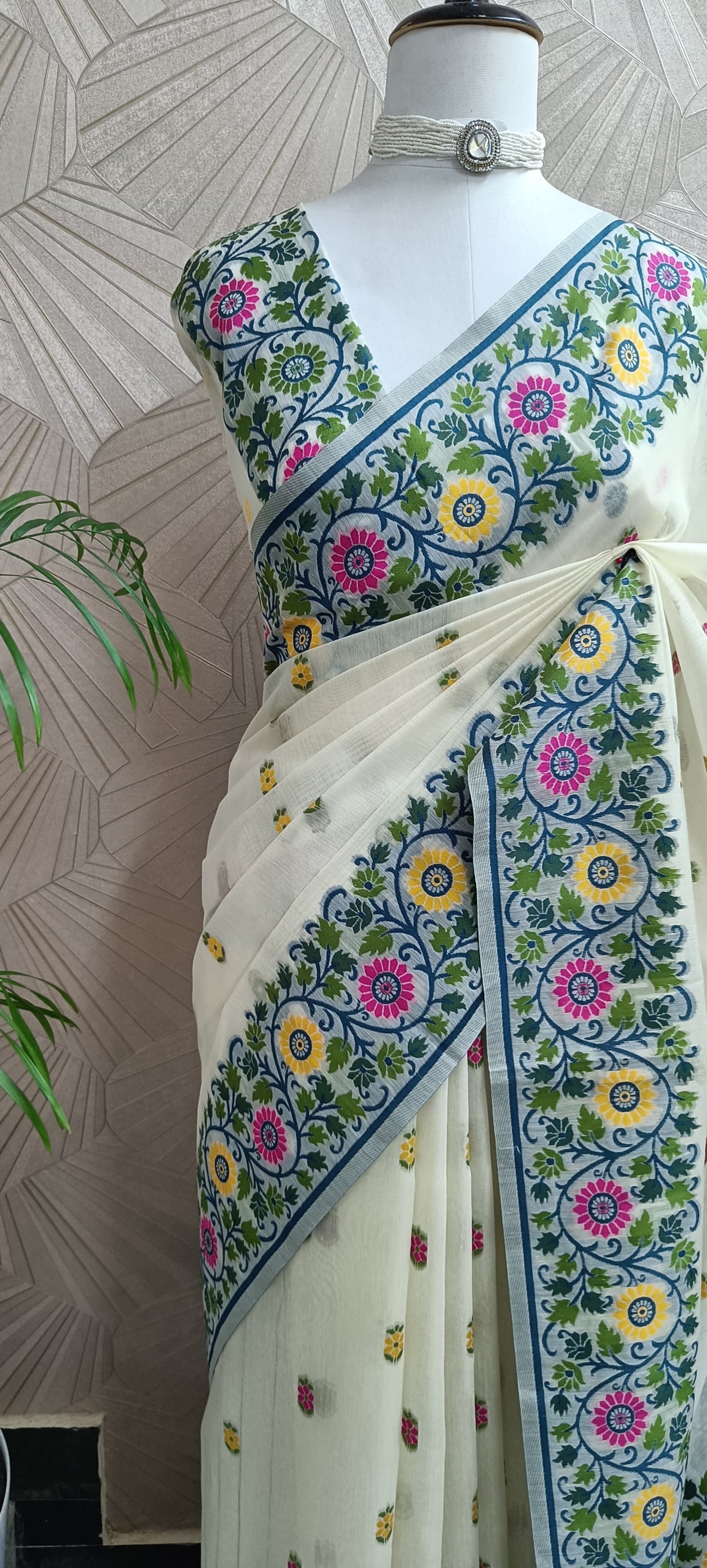 Assam Silk Jamdani Hand Weaving Saree