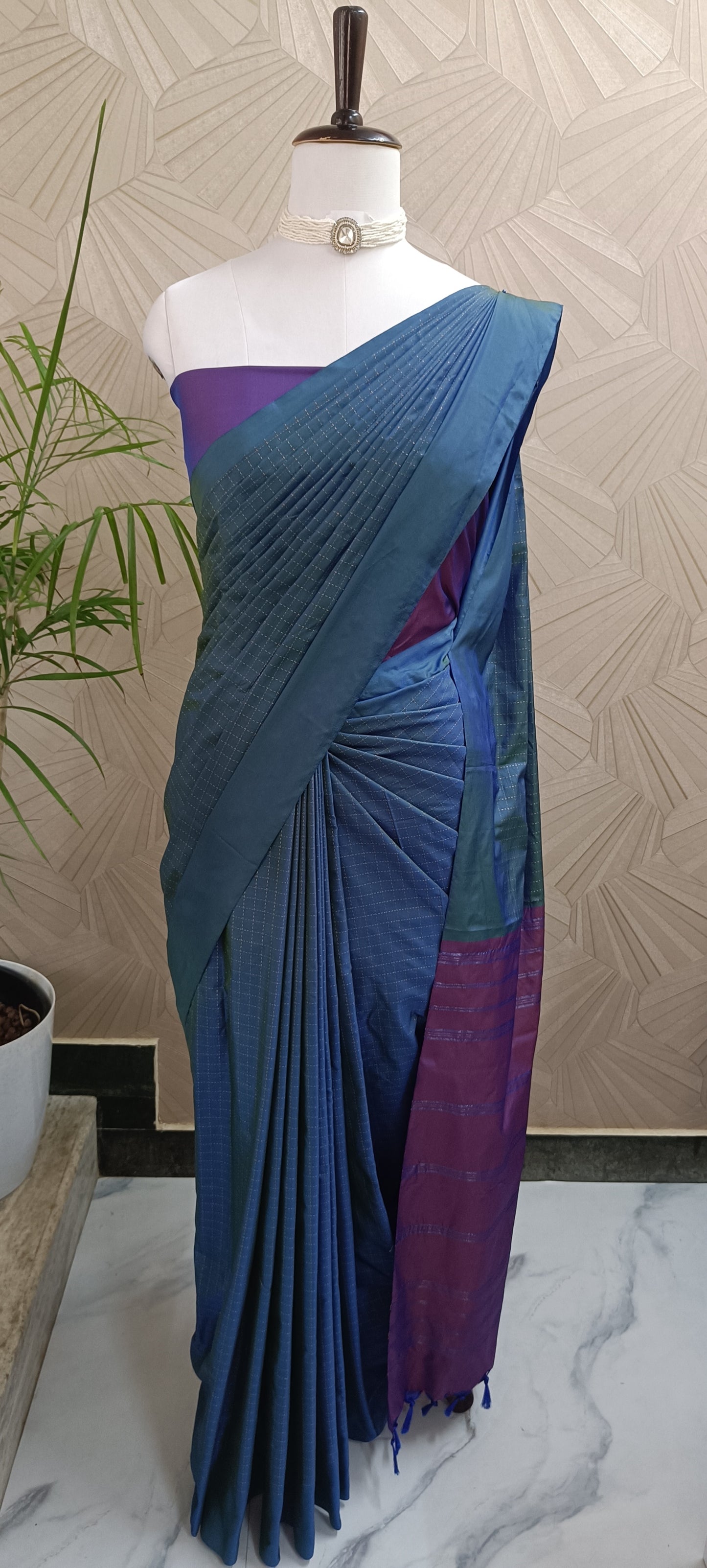Royal Blue & Purple Soft Silk Saree