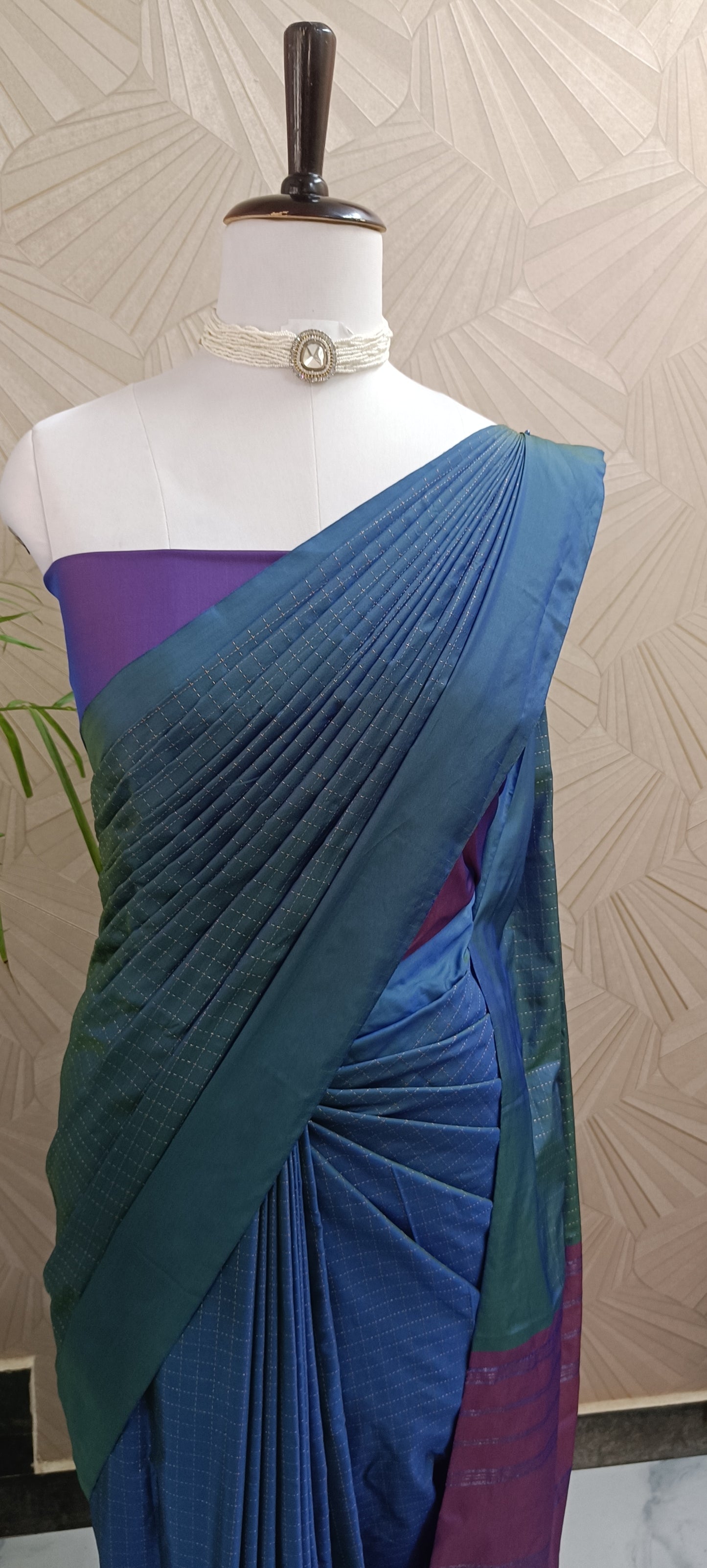 Royal Blue & Purple Soft Silk Saree