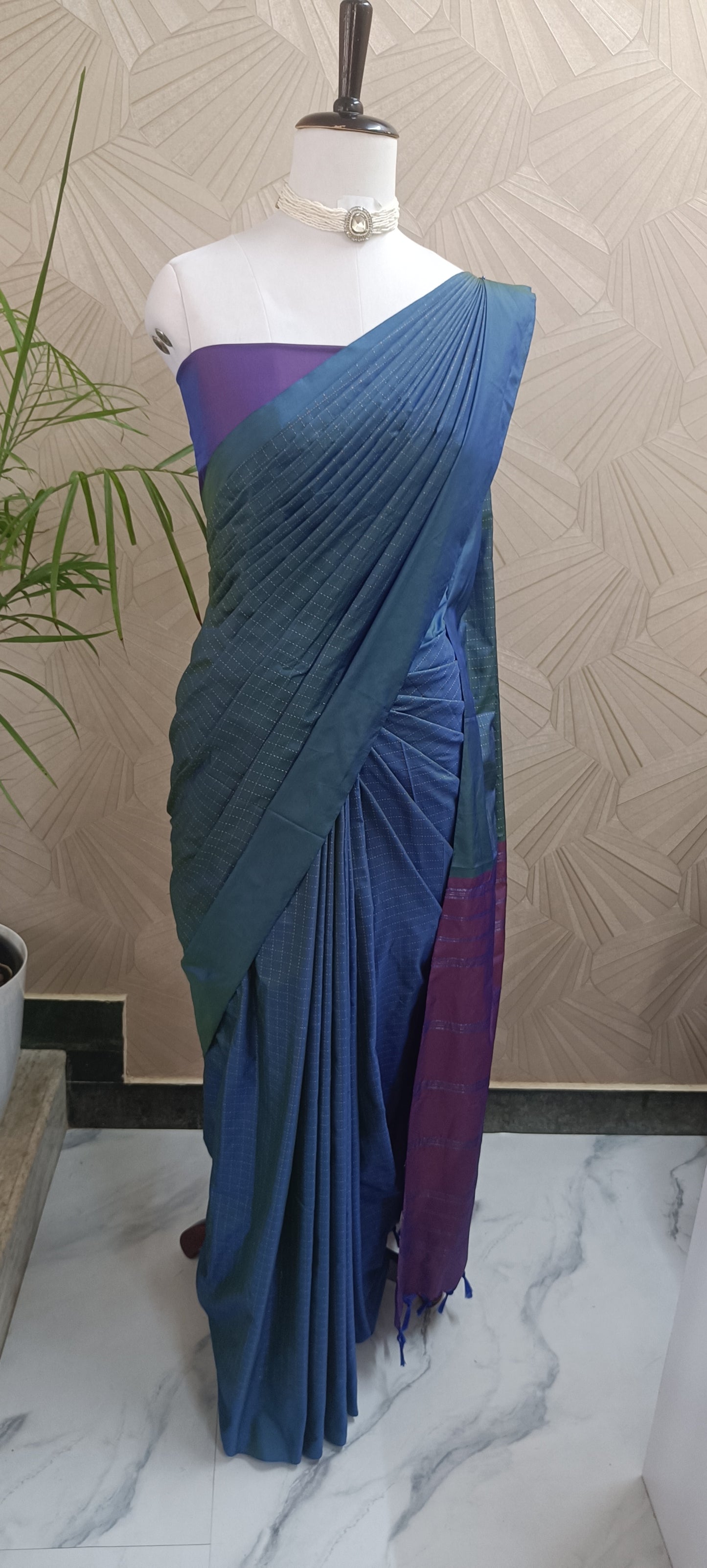 Royal Blue & Purple Soft Silk Saree