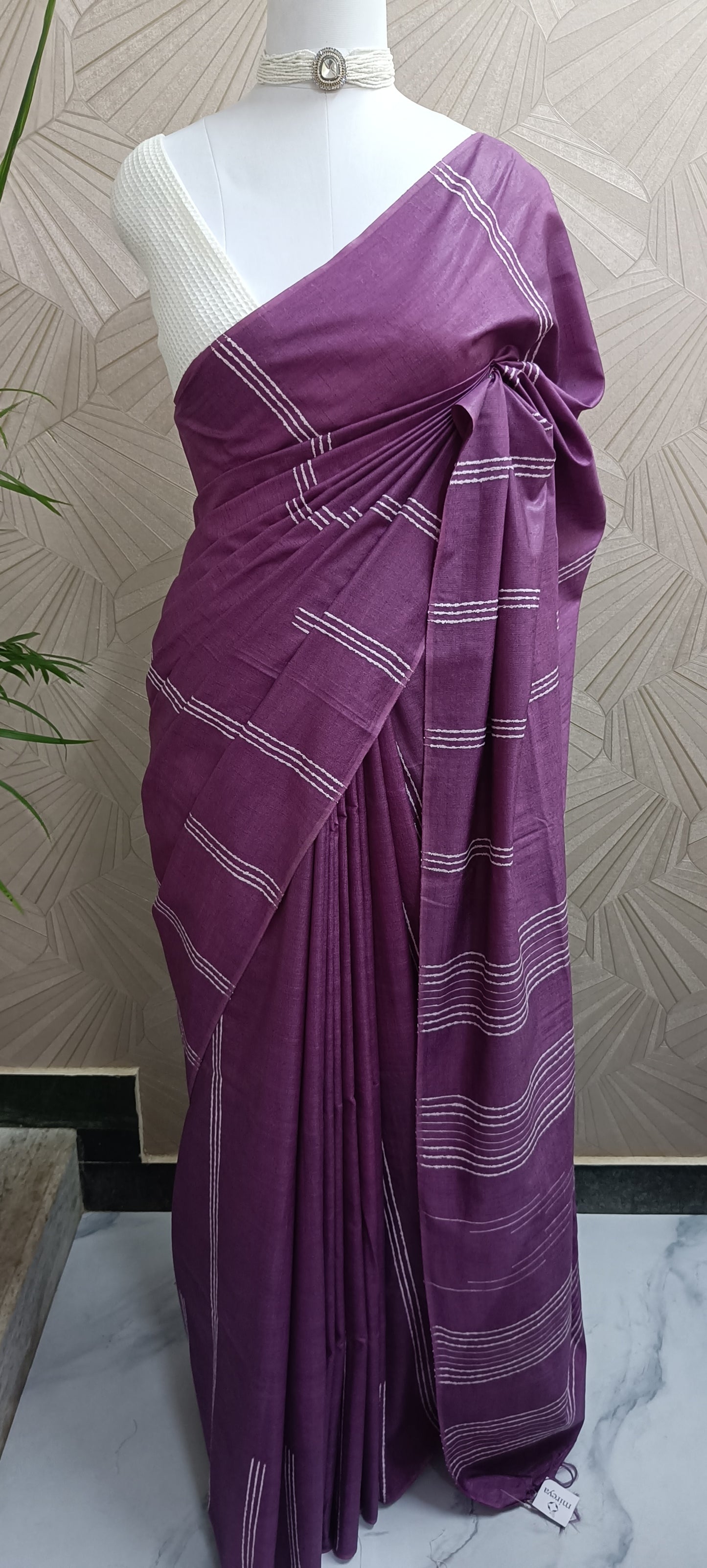 Semi Tussar Embroidery Saree