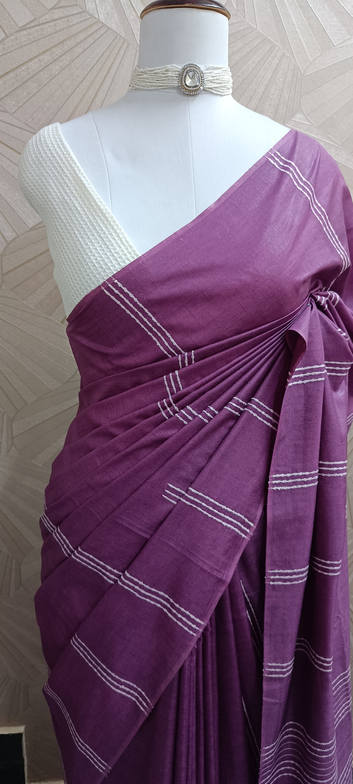 Semi Tussar Embroidery Saree