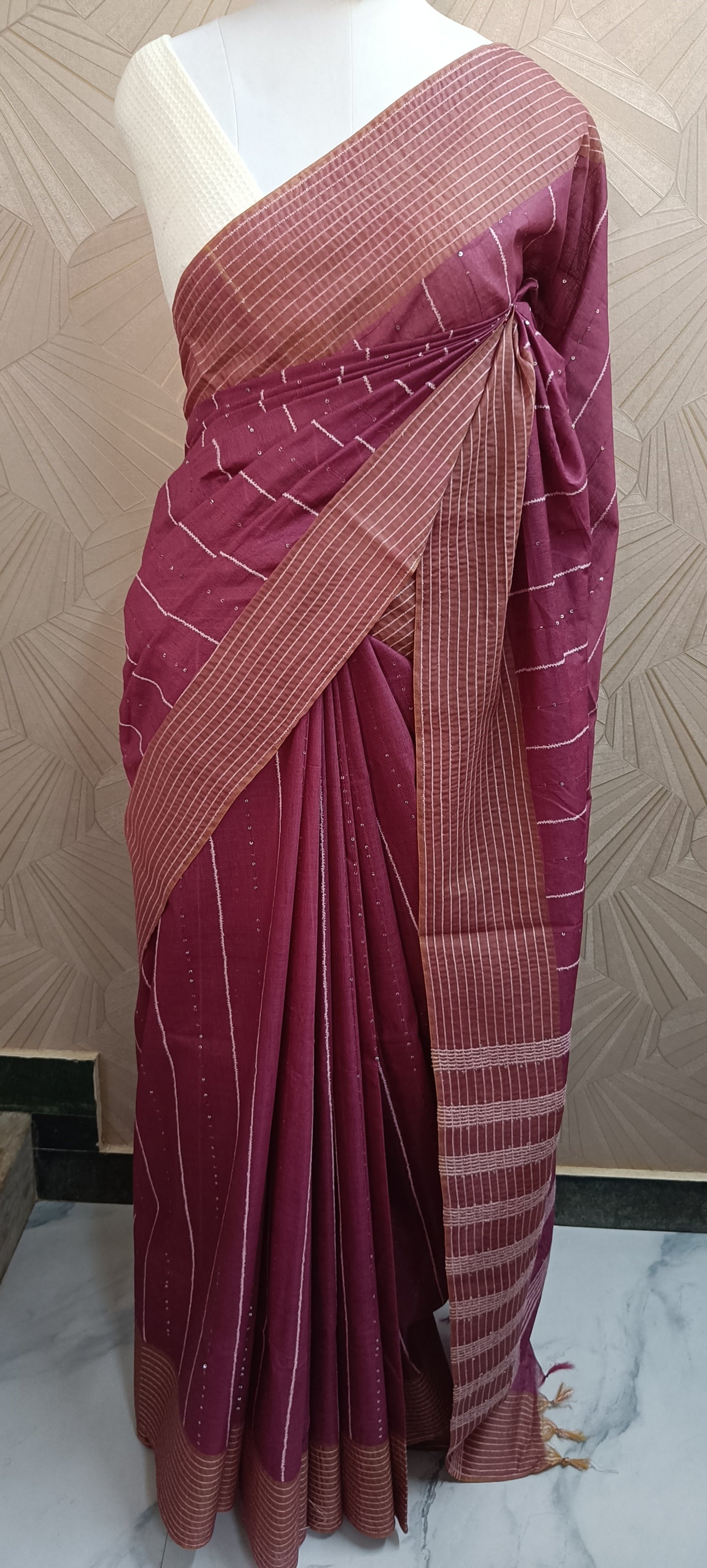 Semi Tussar Silk Saree with Embroidery