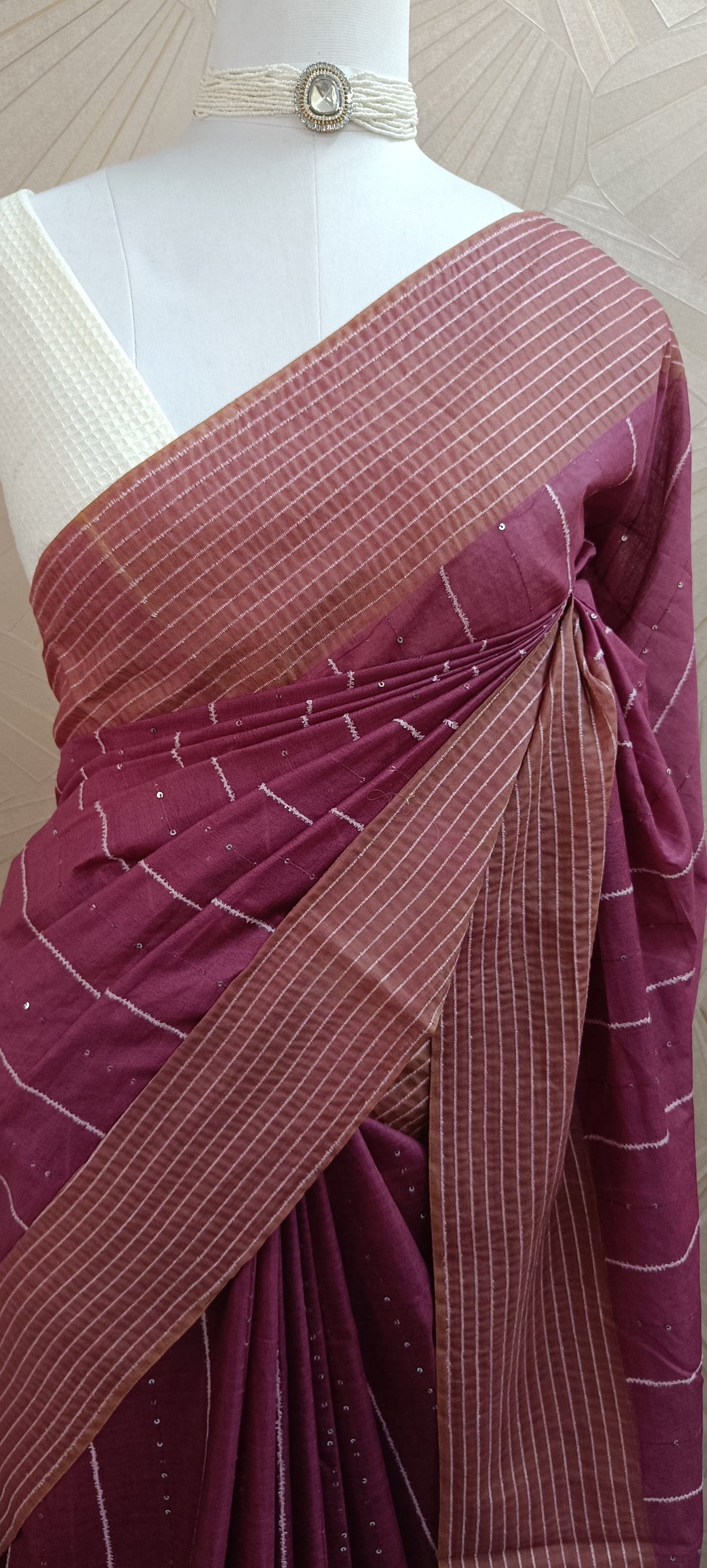 Semi Tussar Silk Saree with Embroidery