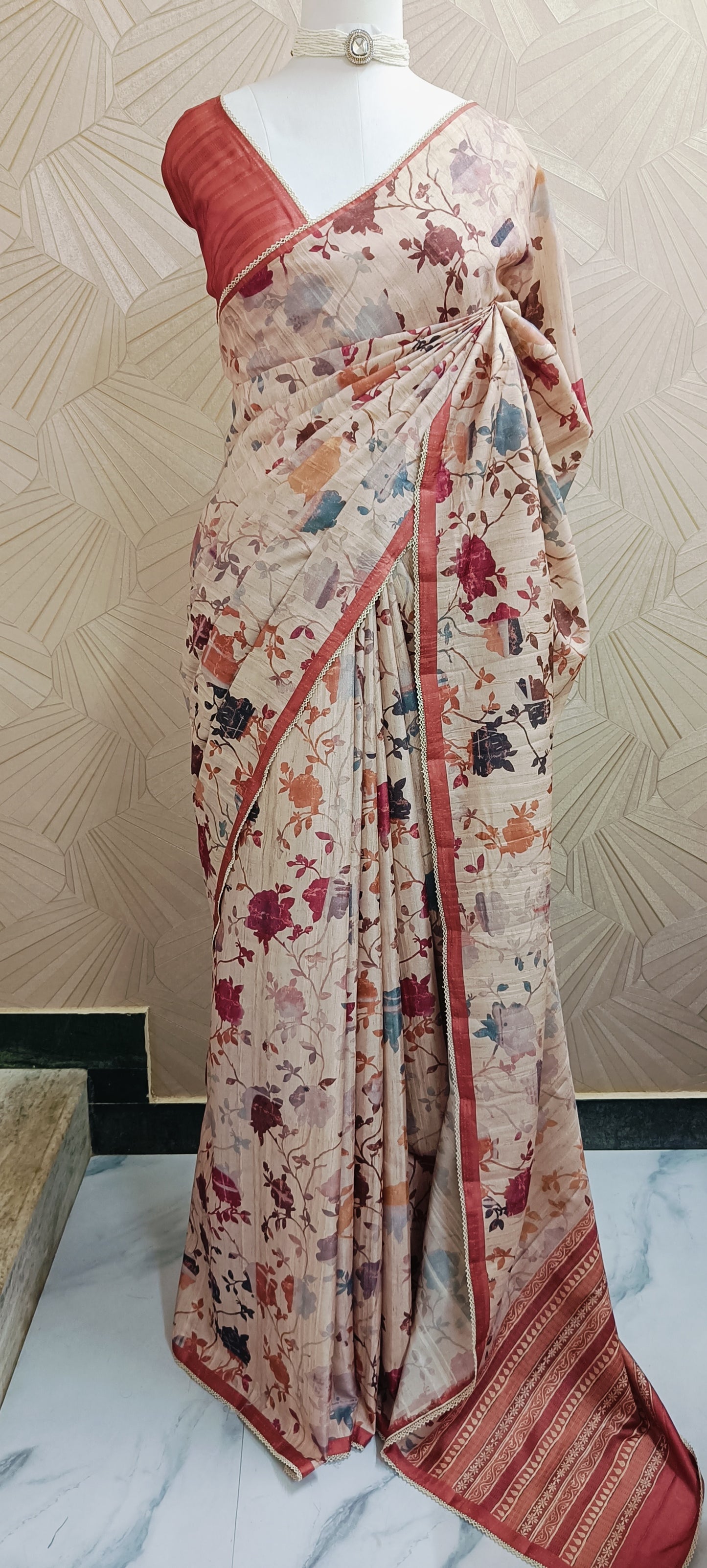 Floral Semi Tussar Silk Saree