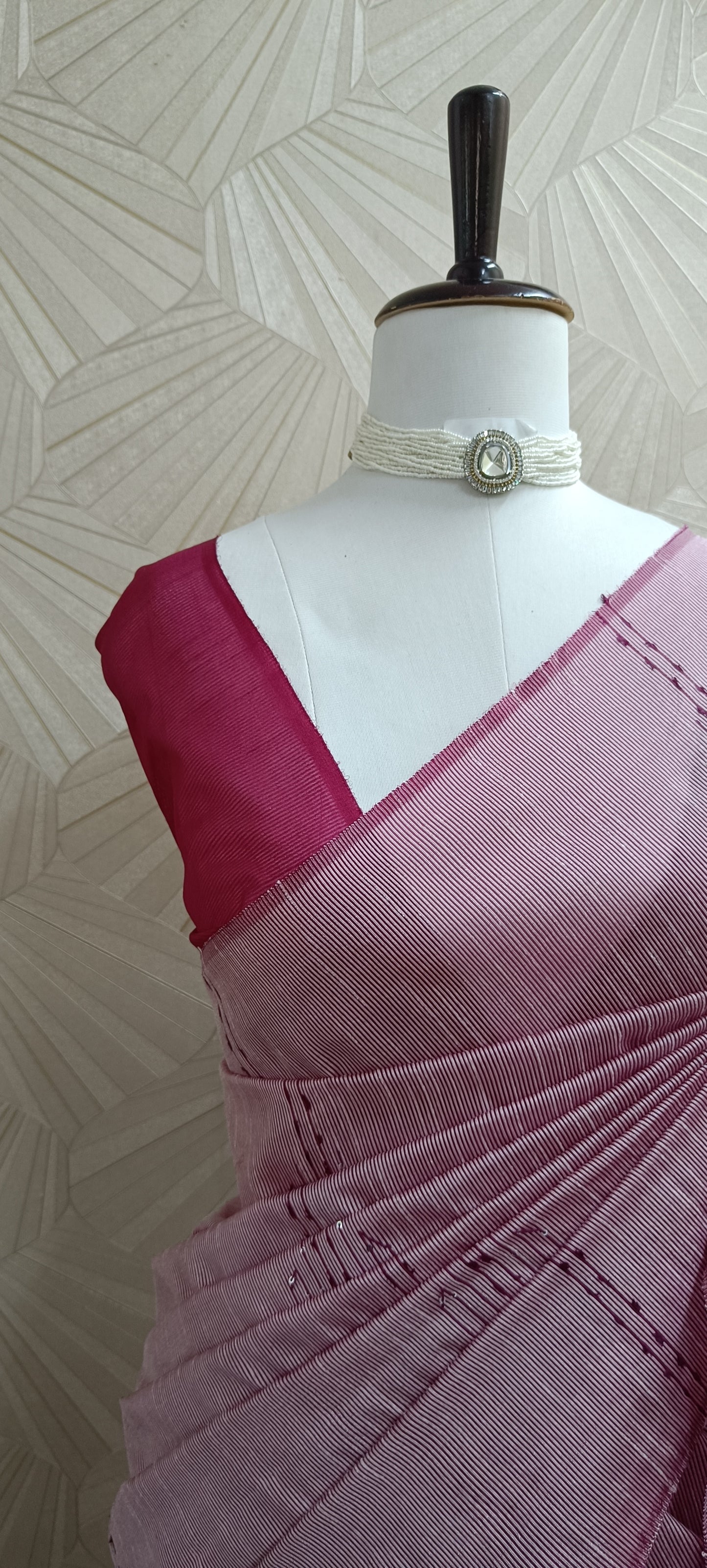 Tussar Silk Saree with Stripe weaving - Double Shade
