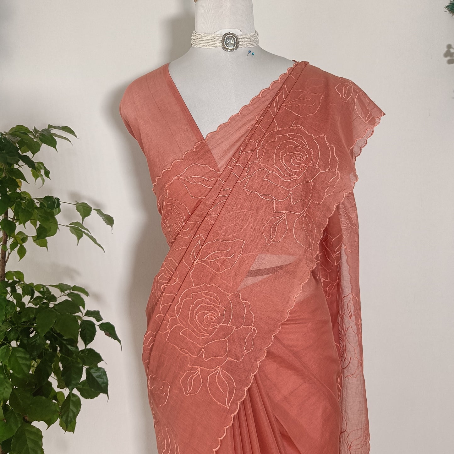 Mul Chanderi Embroidery Saree