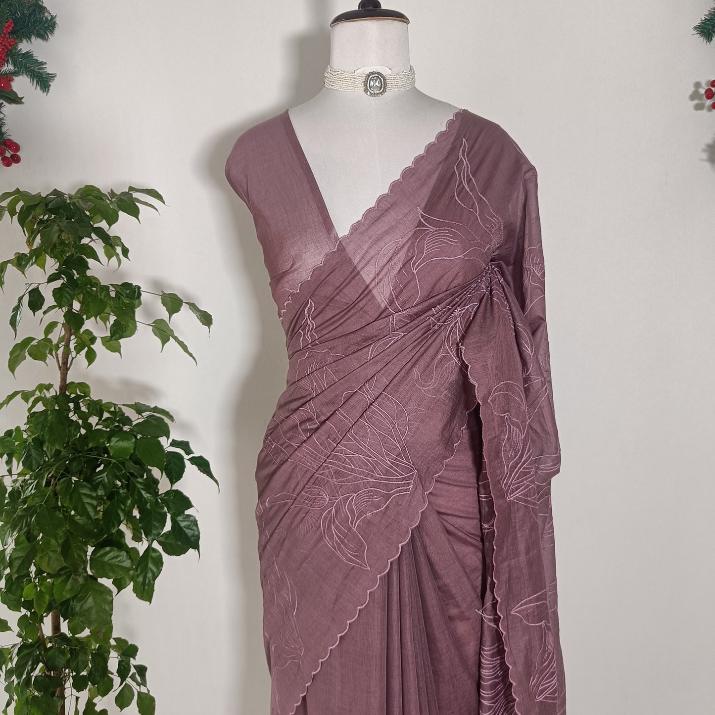 Mul Chanderi Embroidery Saree