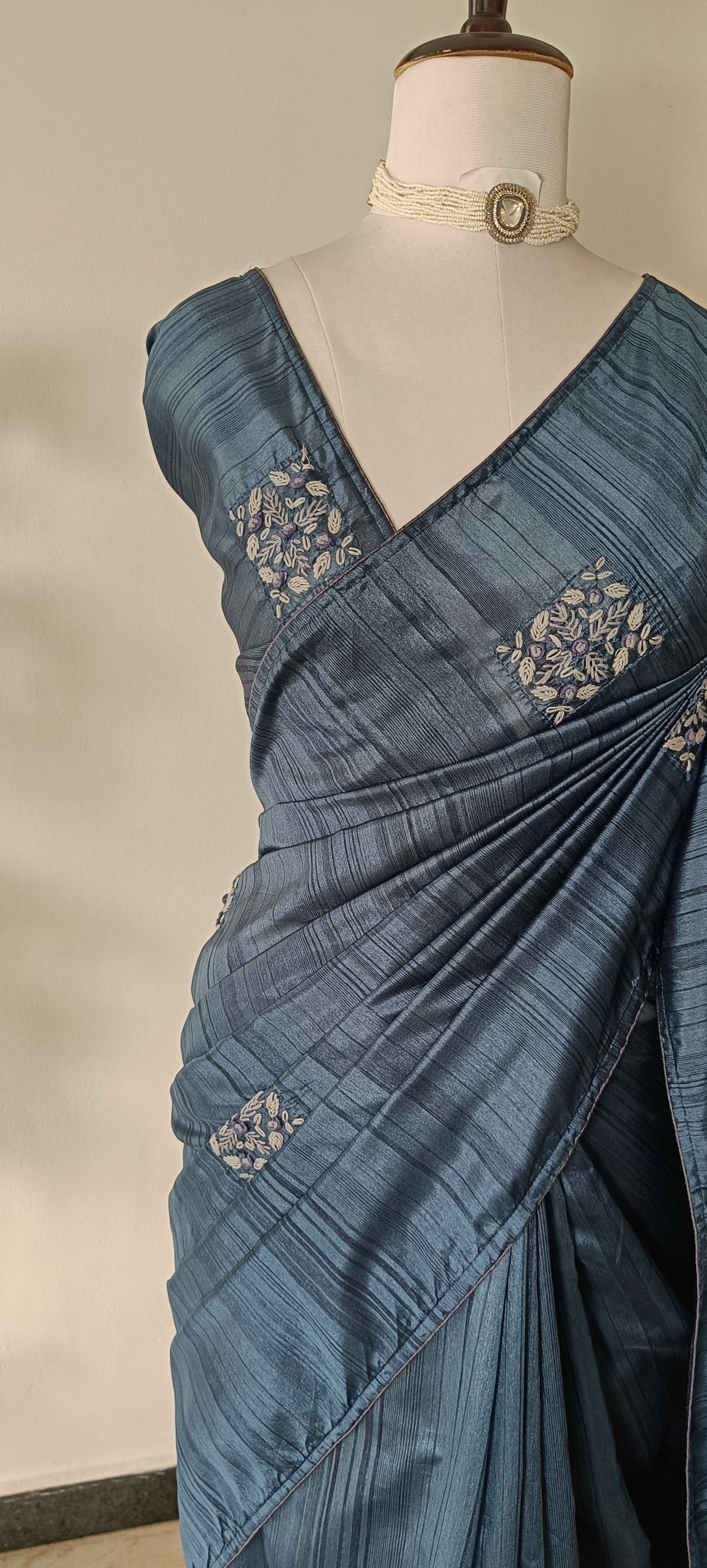 Semi Tussar Hand Embroidery Saree
