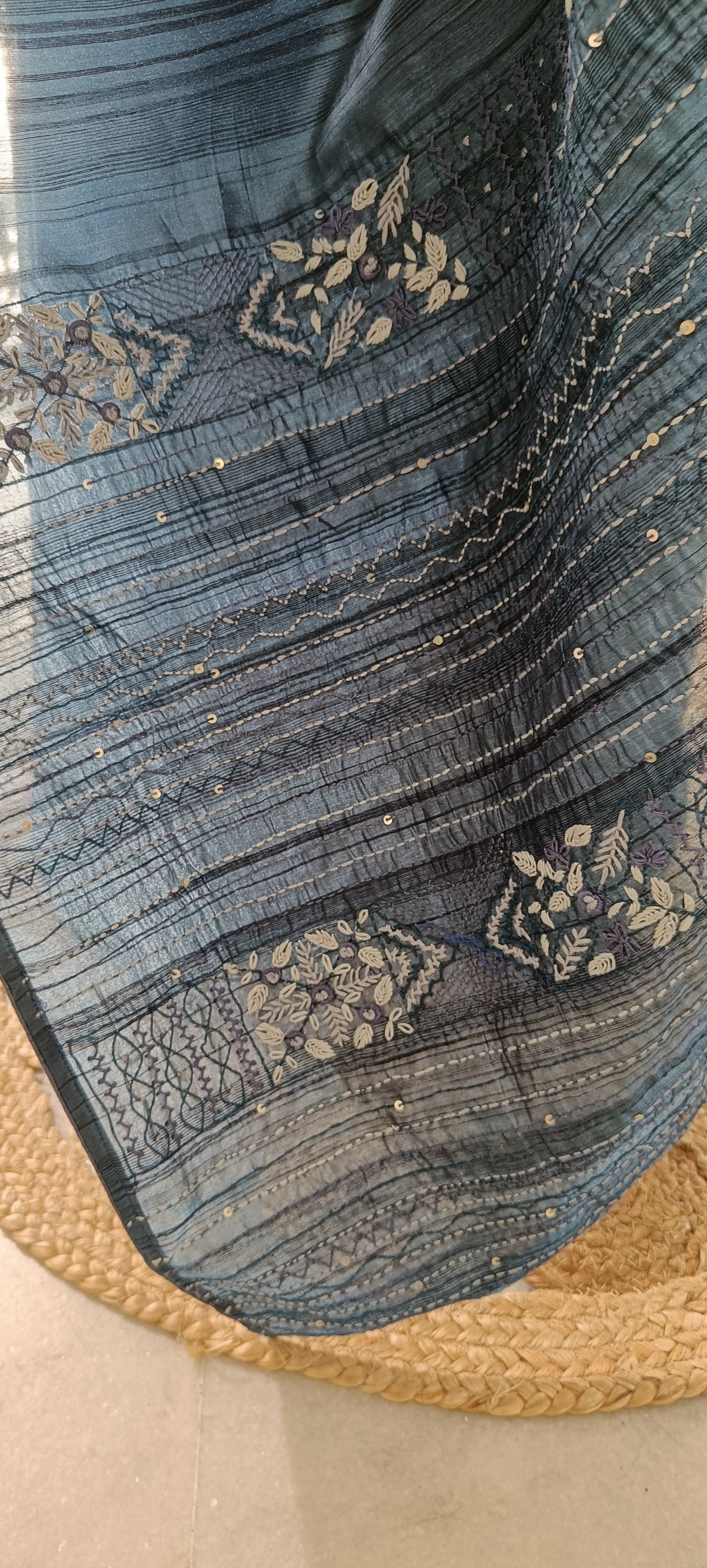 Semi Tussar Hand Embroidery Saree