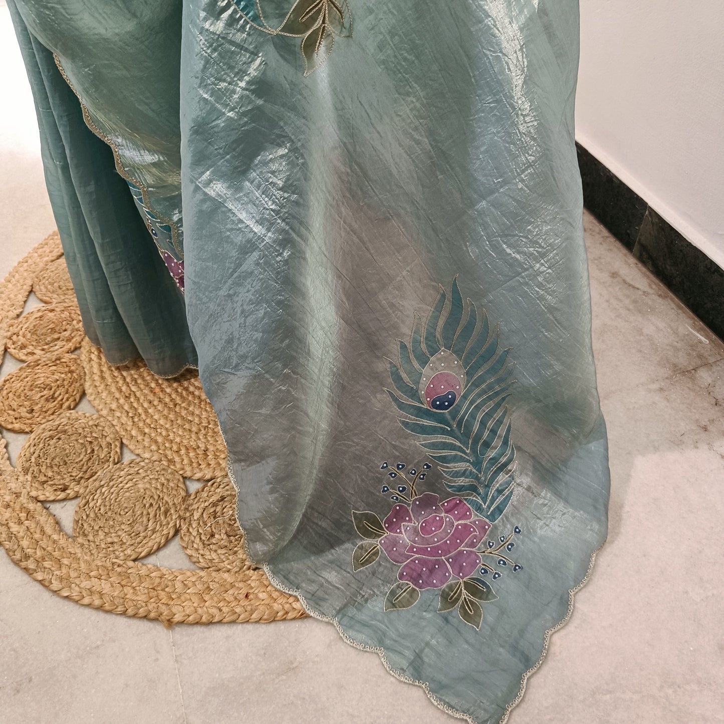 Tissue Embroidery Saree