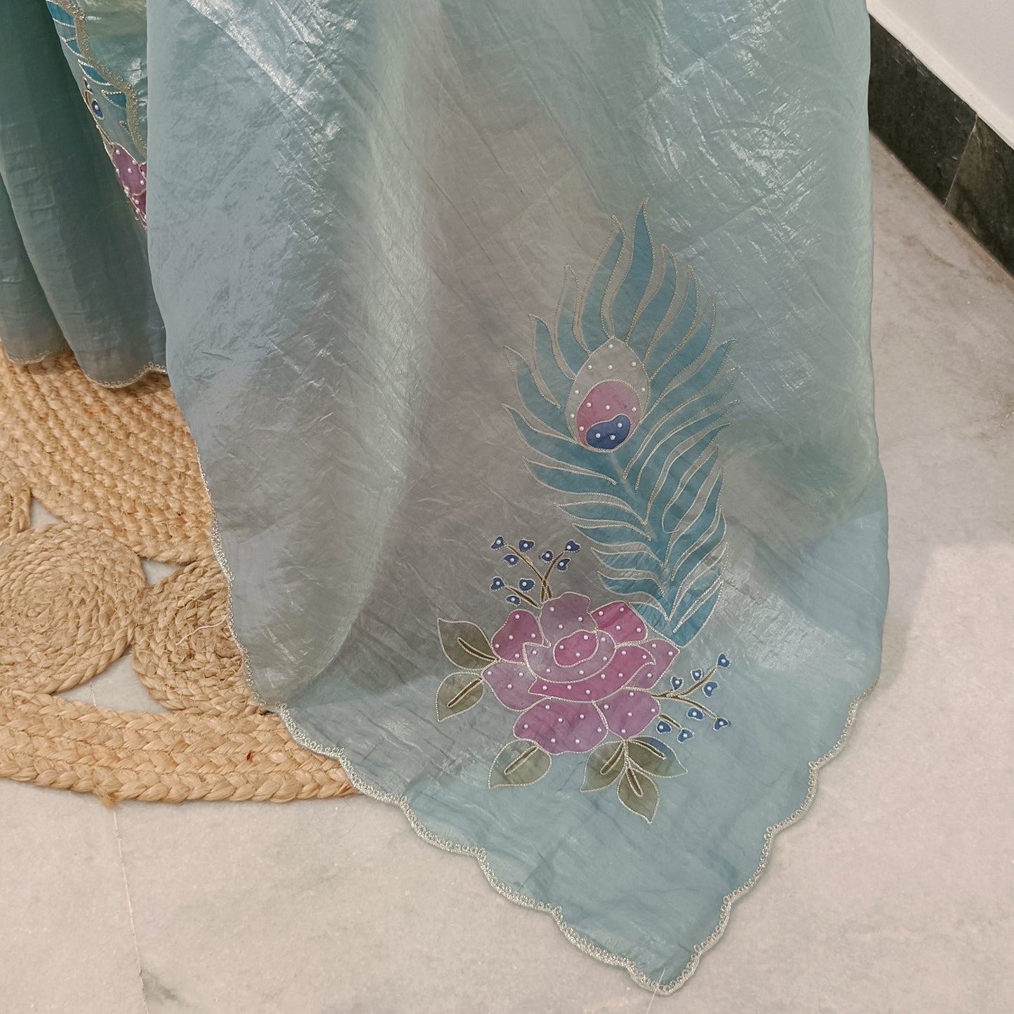 Tissue Embroidery Saree