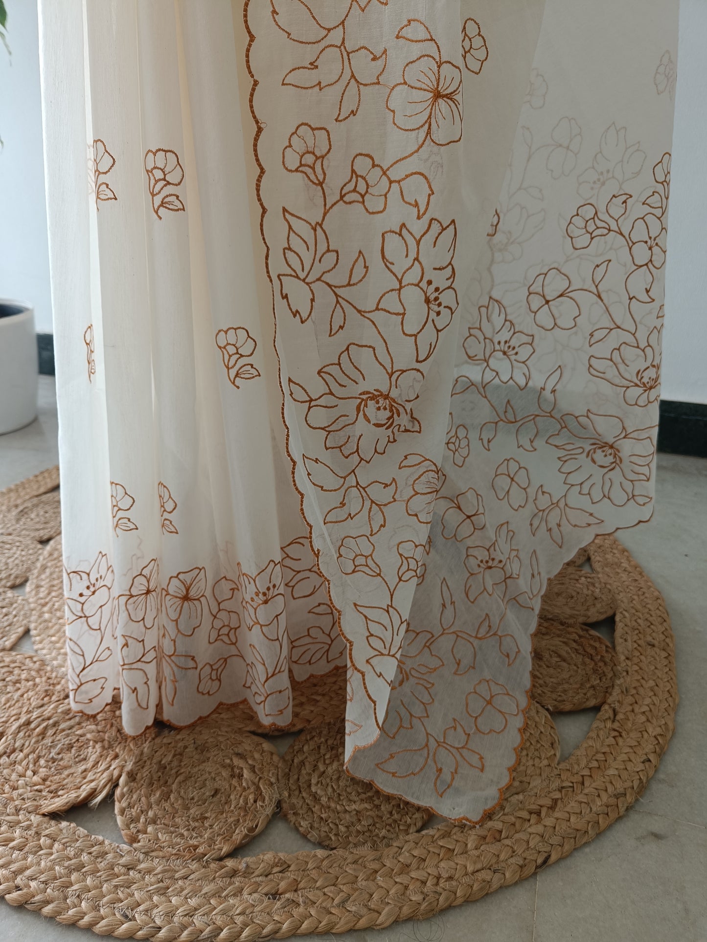 Mul Chanderi Embroidery saree