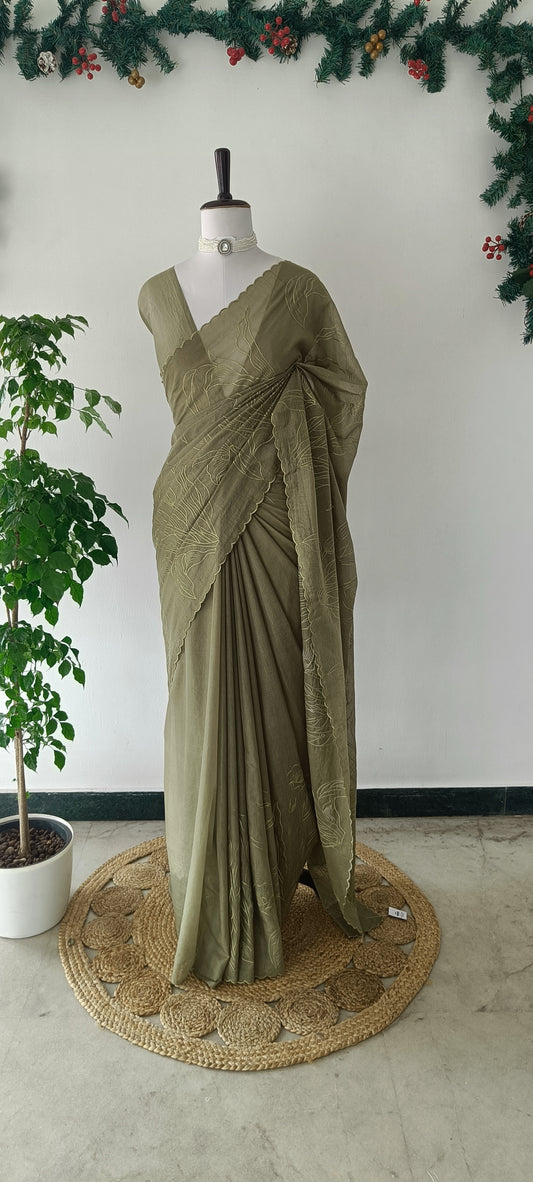Mul Chanderi Embroidery Saree
