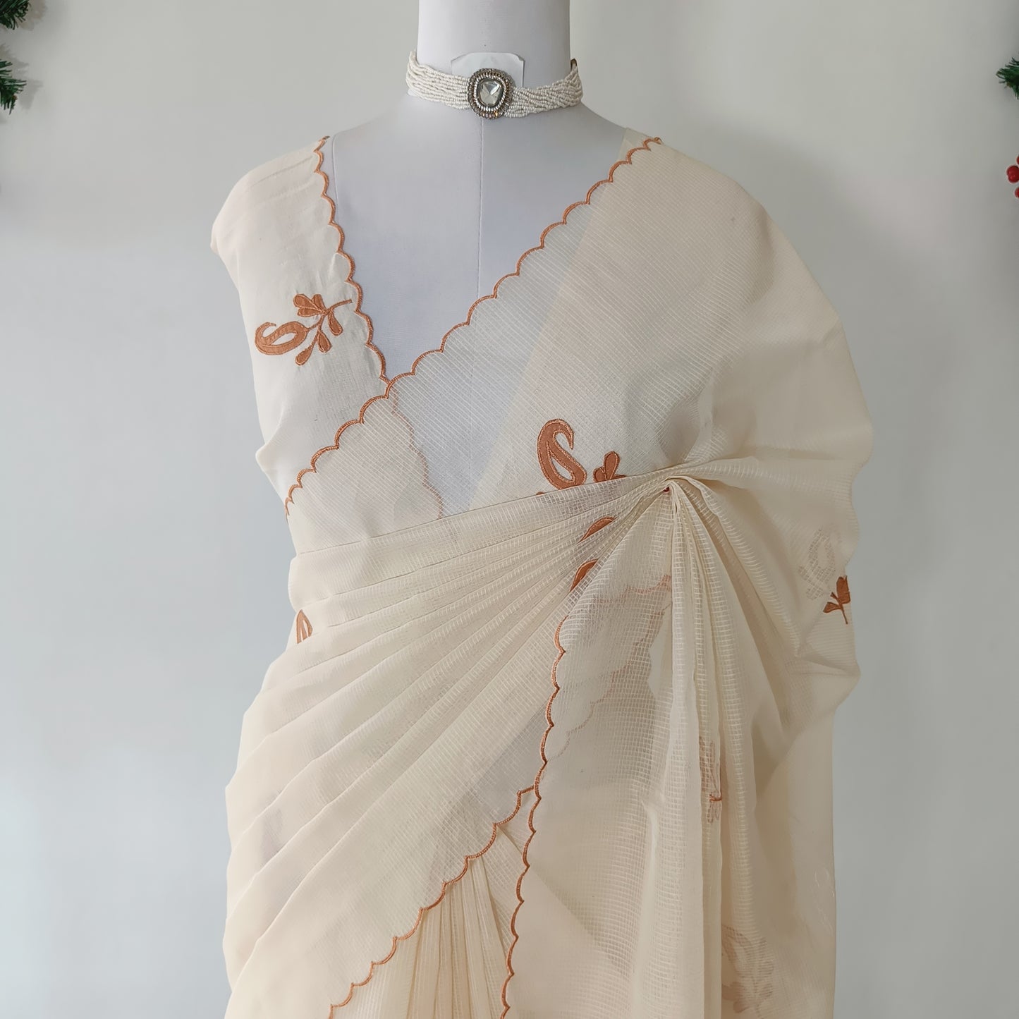 Kota Applique Work Saree