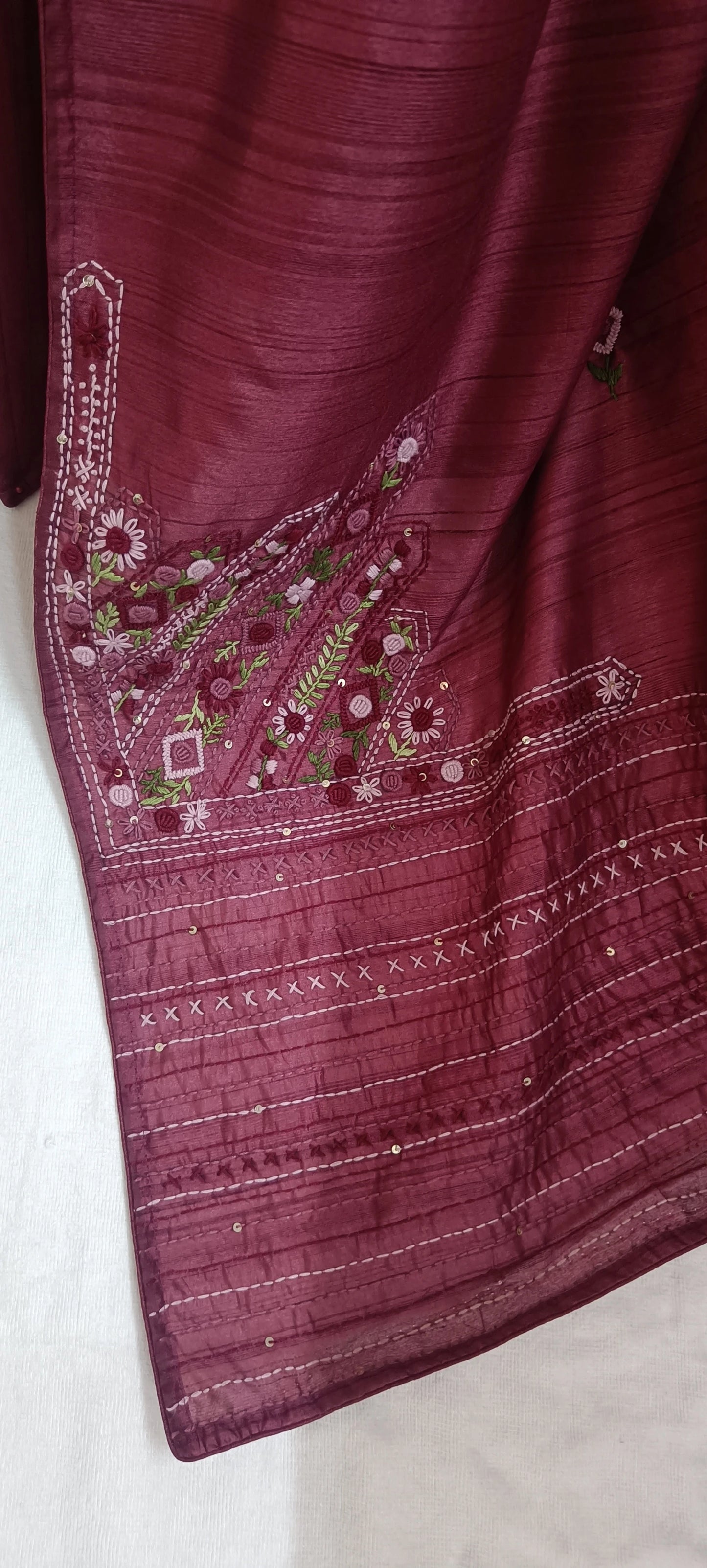 Semi Tussar Saree with Hand embroidery