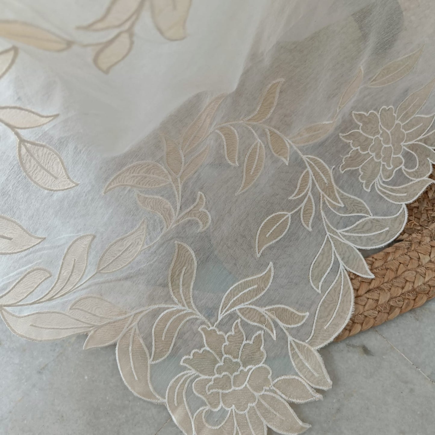 Mul Chanderi Applique Work Saree