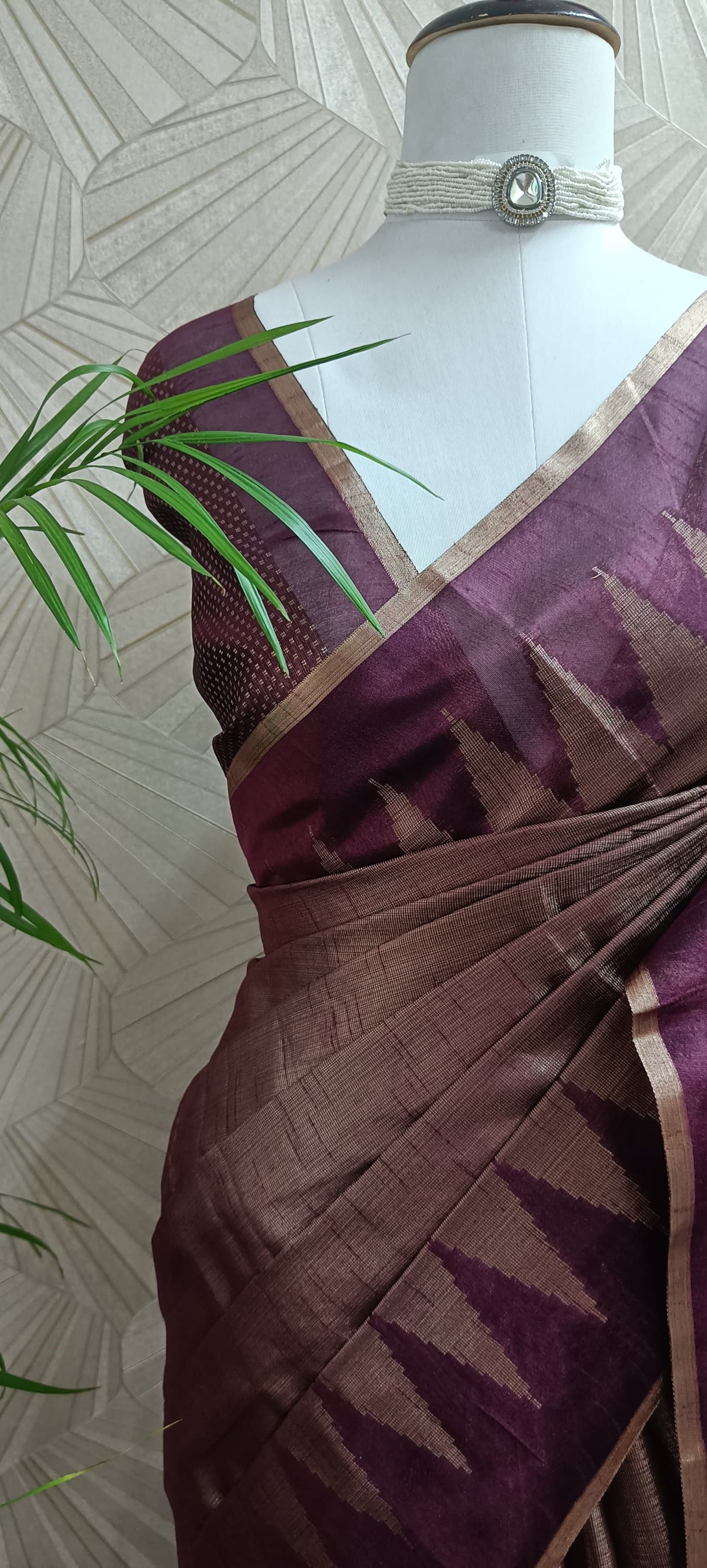 Temple border Copper Silk Saree