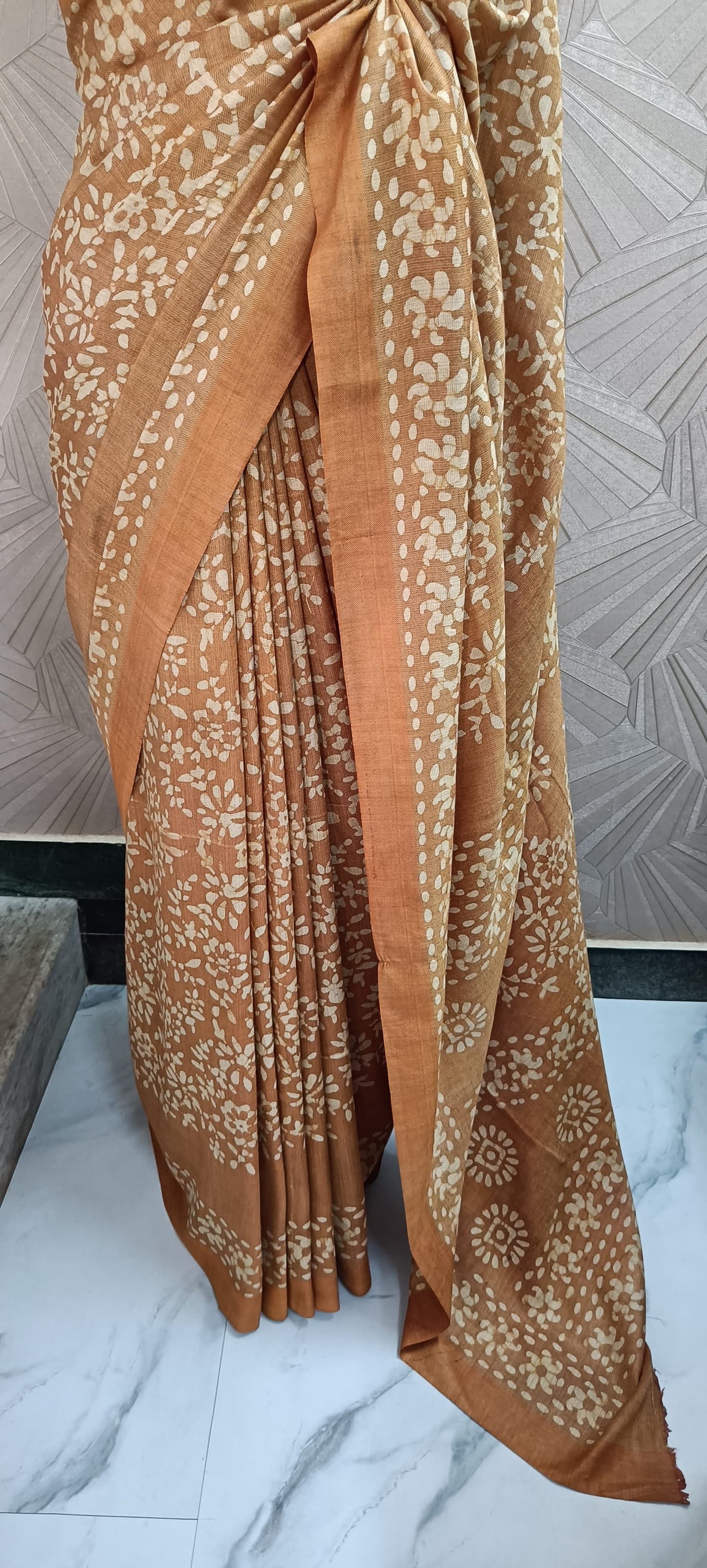 Semi Jute Handblock Print Saree