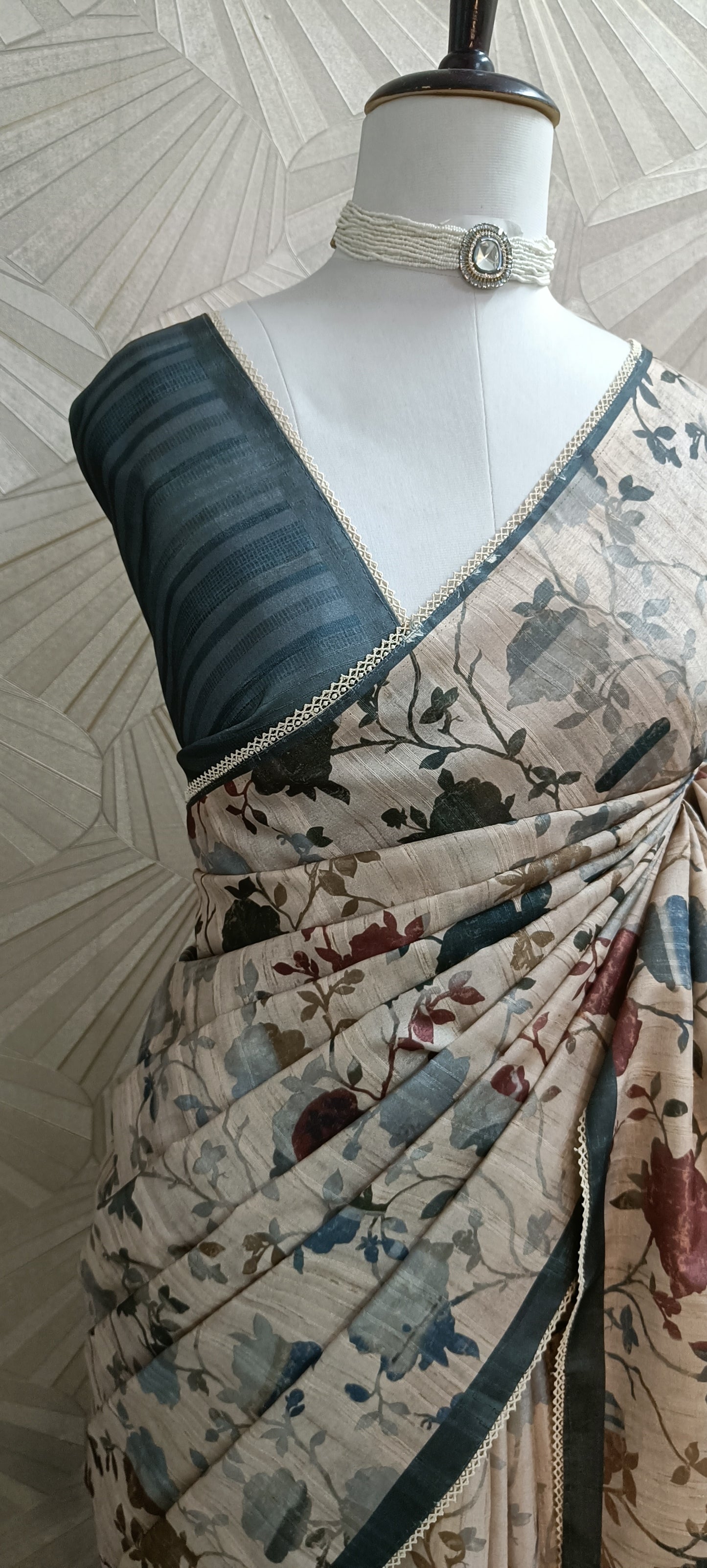 Floral Semi Tussar Silk Saree