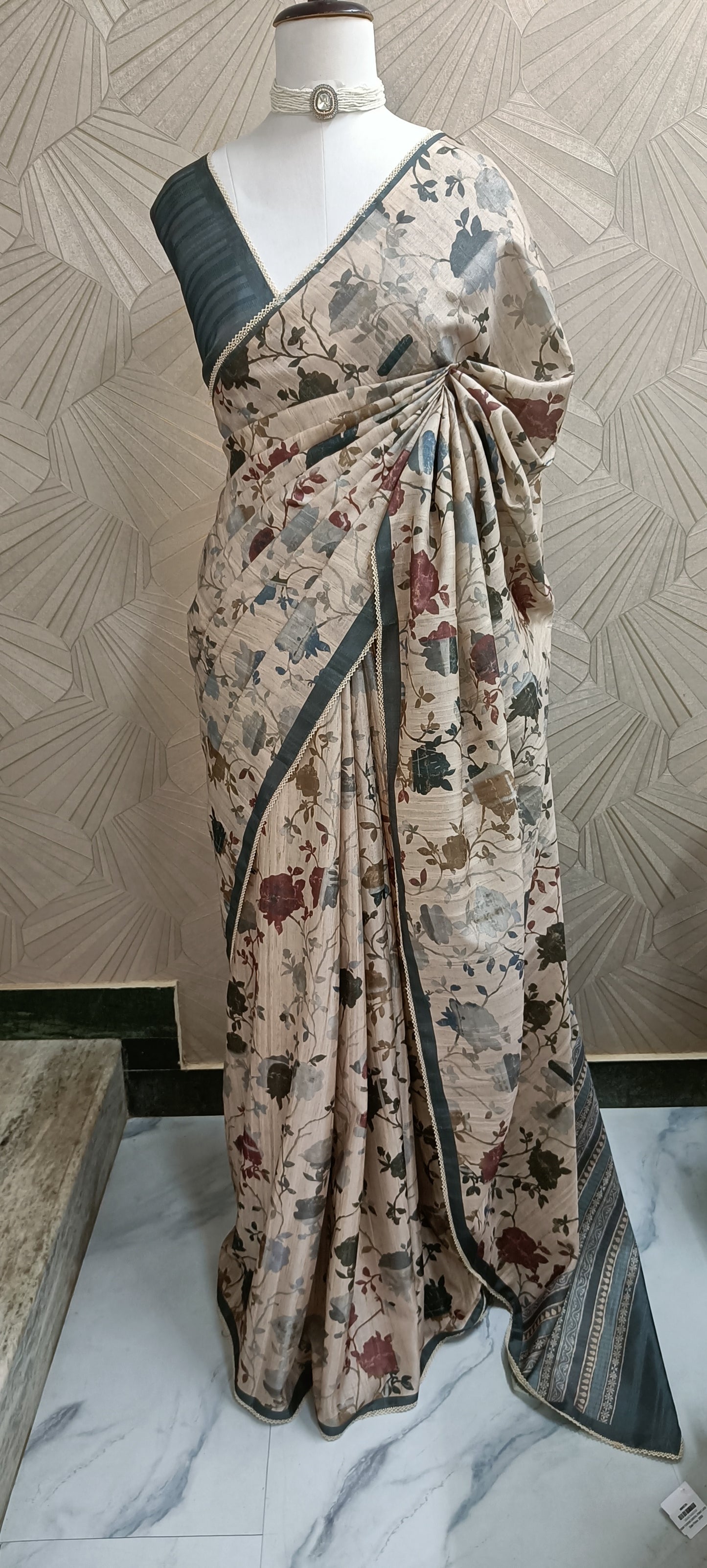Floral Semi Tussar Silk Saree