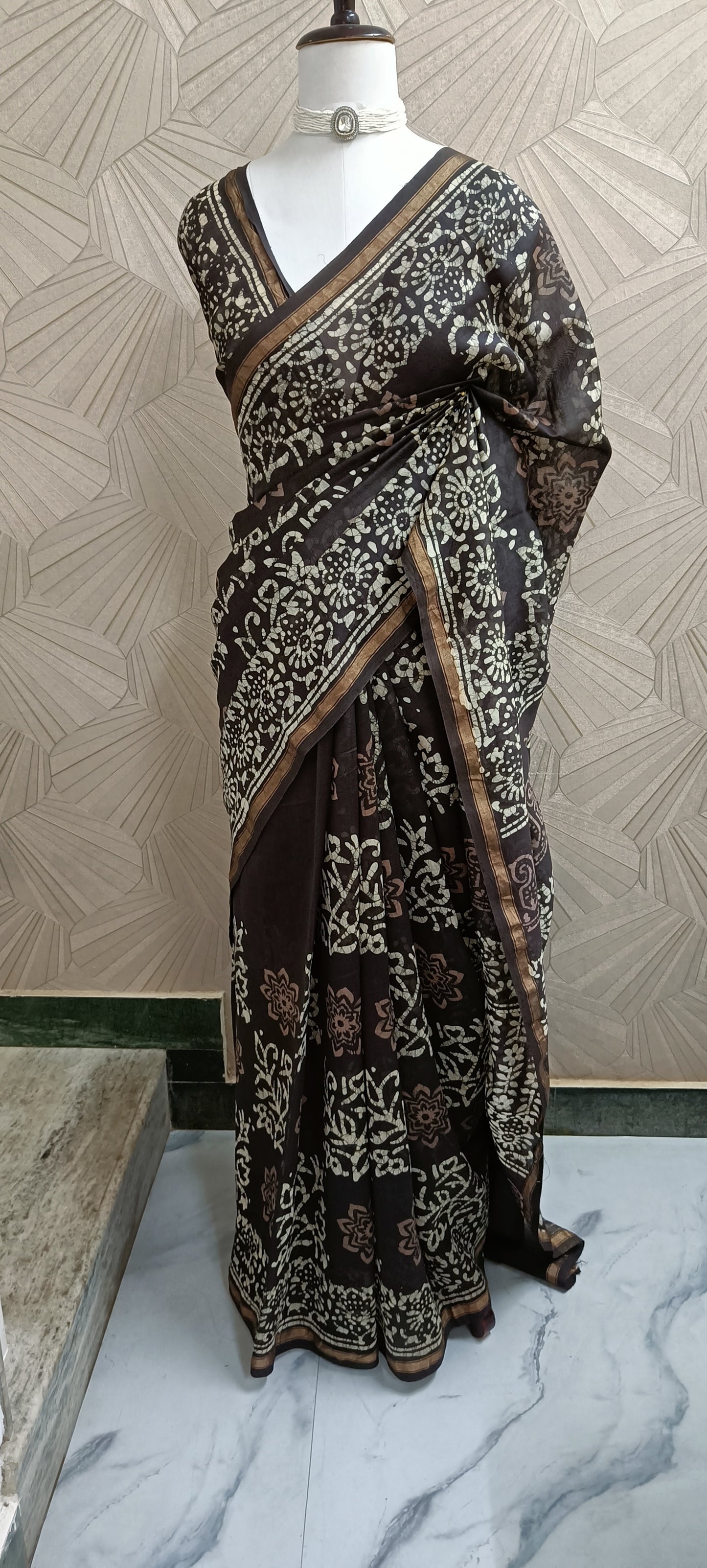 Batik Hand Block Printed Saree