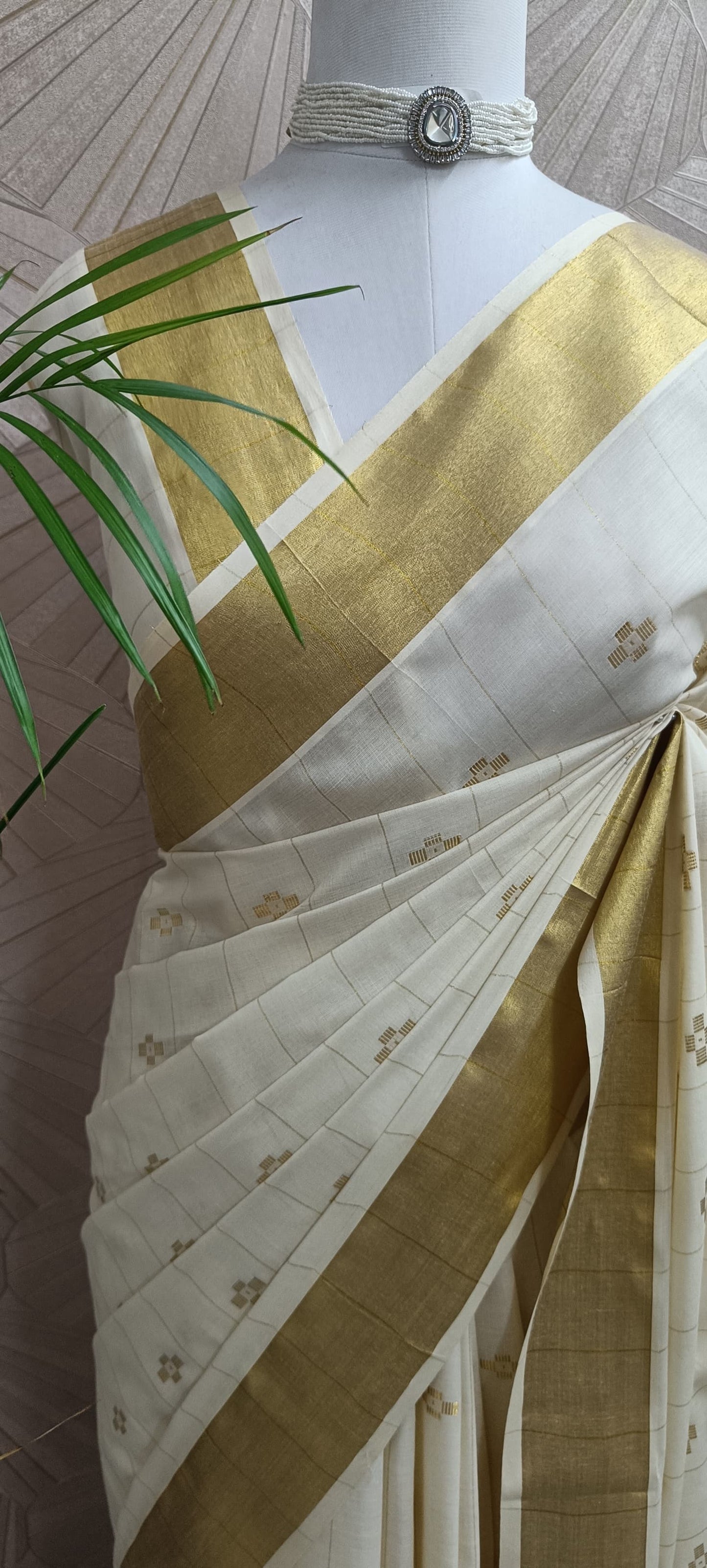 Kasavu Silk Saree with Rich Golden Zari Border