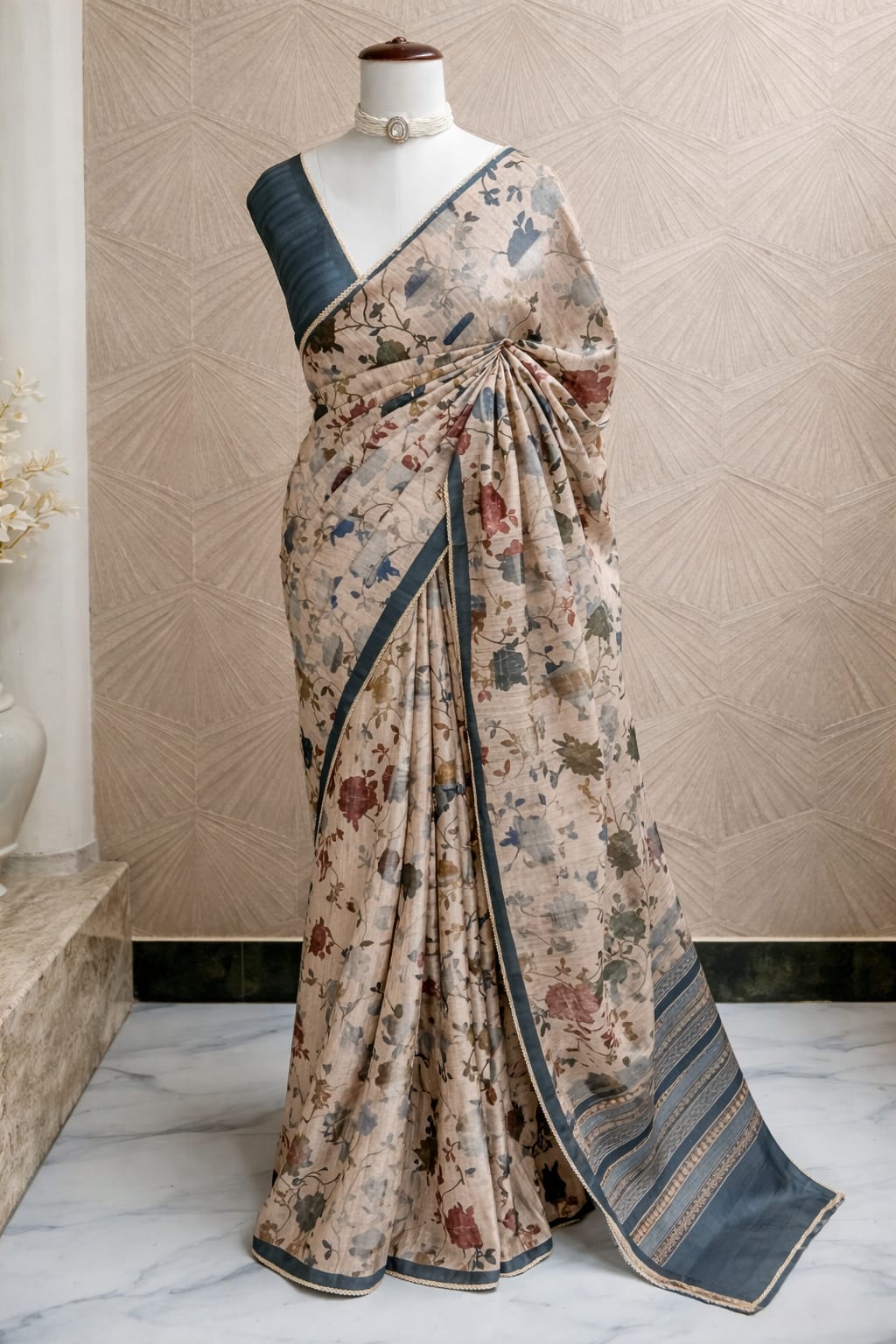 Floral Semi Tussar Silk Saree