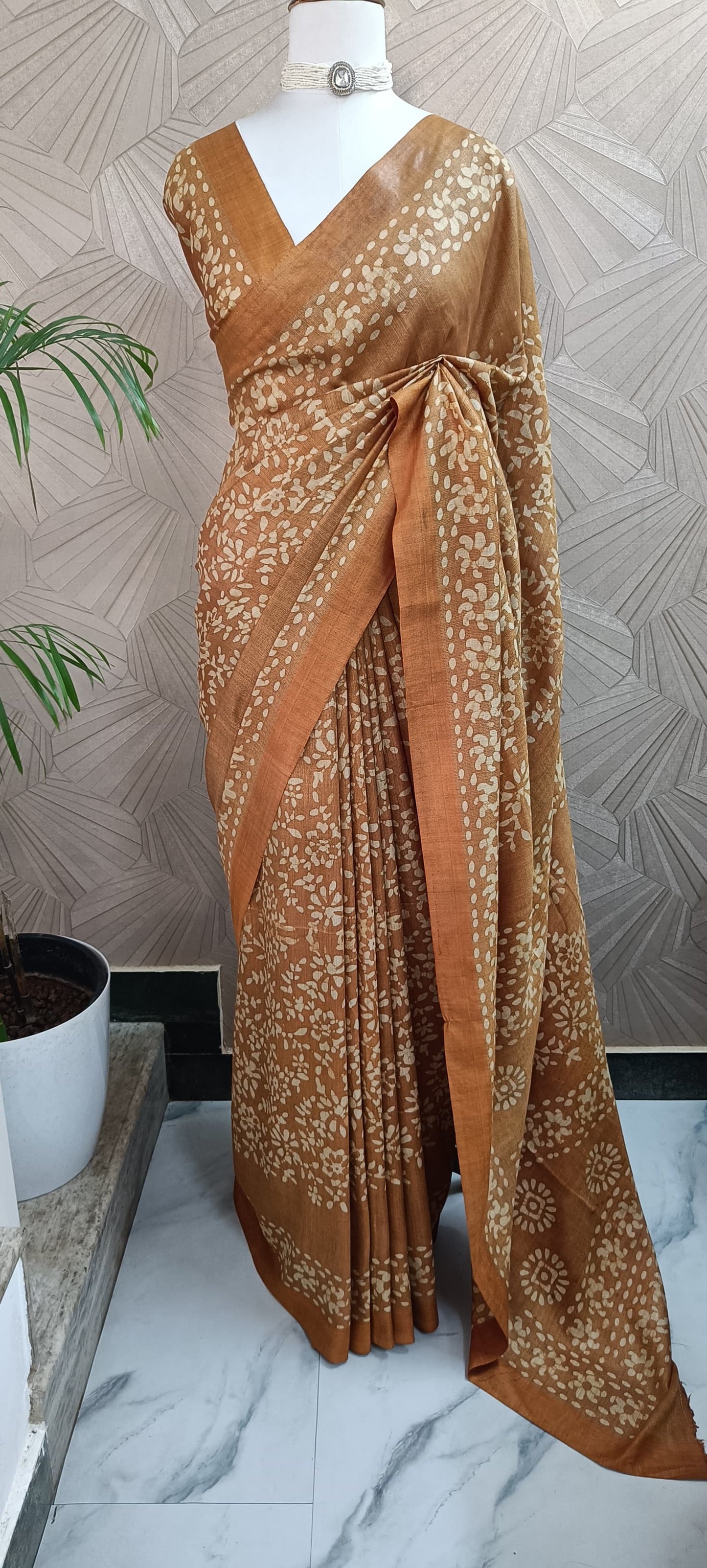 Semi Jute Handblock Print Saree